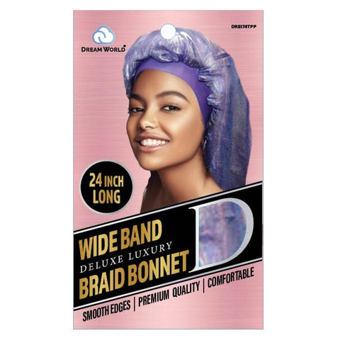 Dream World Band Wide Braid Bonnet XL G / Purple # DRE174TPP