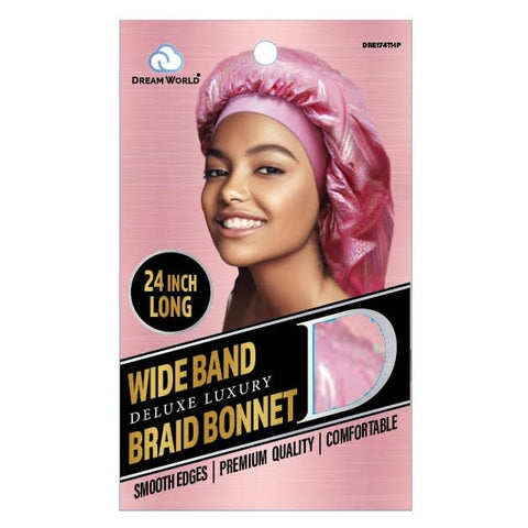 Dream World Band Wide Braid Bonnet XL G / Pink # DRE174thp