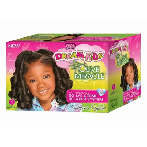 African Pride Dream Kids Olive relaxer Kit 4-Applicaton régulier