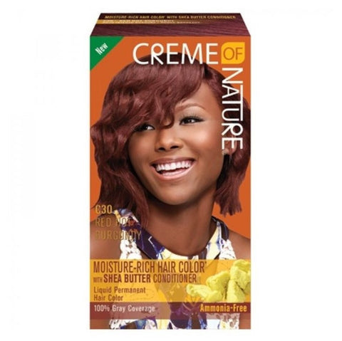 Crème de la nature Kit de couleur de cheveux riche en humidité C30 Bourgogne chaude rouge